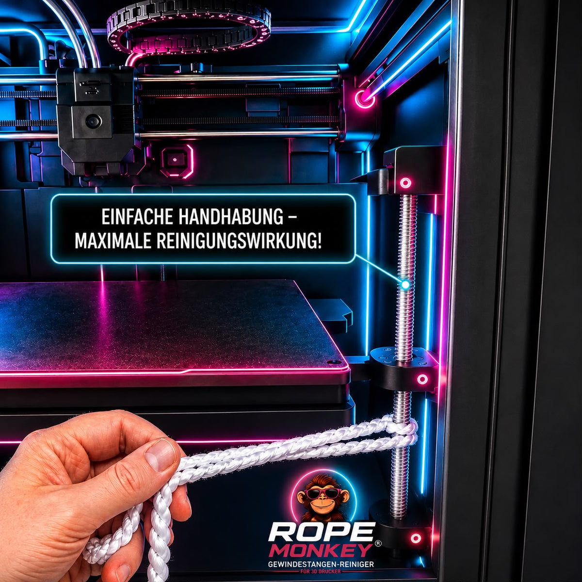 Rope Monkey Probepackung – Anwendung an der Gewindestange im 3D-Drucker